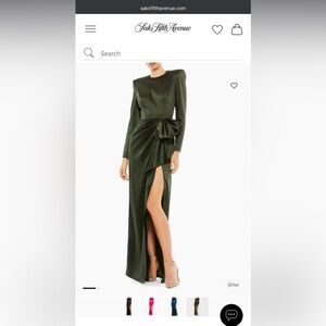 Mac Duggal Long Sleeve Gown, Women's, Green, Size 8, NWT